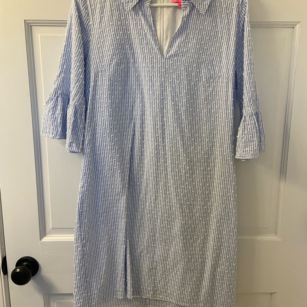 📦 🚛 MOVING SALE ‼️ Lilly Pulitzer Light Blue and White Striped Shift Dress